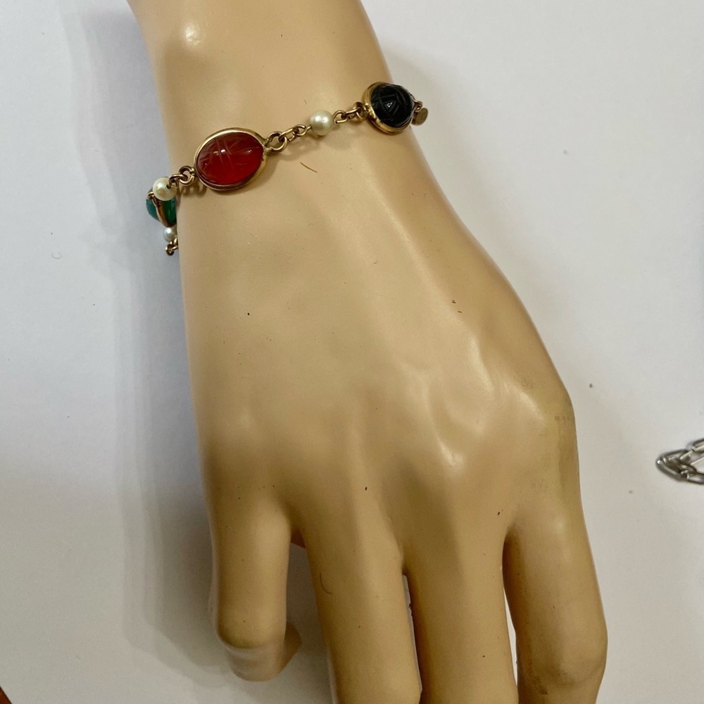 Vintage, Beautiful, Scarab- Gold Filled Bracelet - Picture 3 of 9
